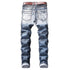 Fashion Slim Motorcycle Jeans Waist Men's Jeans Straight Urban Pants